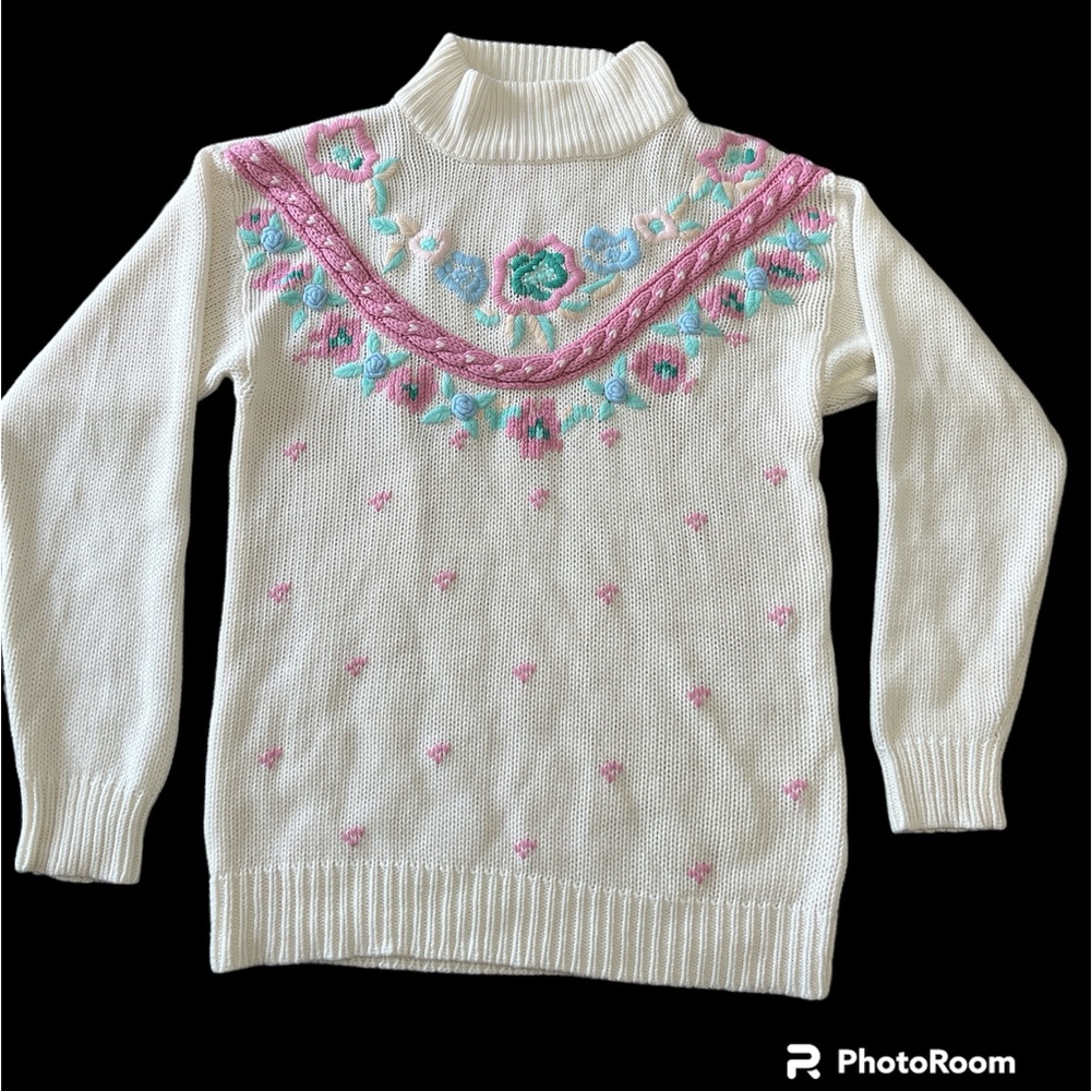 Vintage Granny Cottagecore Floral Knit Sweater